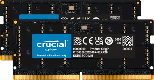 Crucial RAM 64GB Kit (2x32GB) DDR5 4800MHz CL40 Memoria del Portátil CT2K32G48C40S5