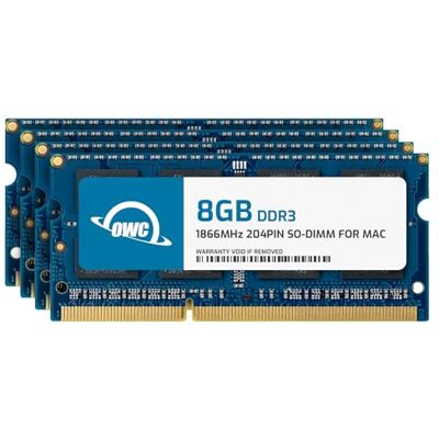 OWC 32 GB (4 x 8 GB) 1867 MHz DDR3 SO-DIMM PC3-14900 Actualización de Memoria CL11 de 204 Pines, (1867DDR3S32S) OWC 32 GB (4 x 8 GB) 1867 MHz DDR3 SO-DIMM PC3-14900 Actualización de Memoria CL11 de 204 Pines, (1867DDR3S32S)