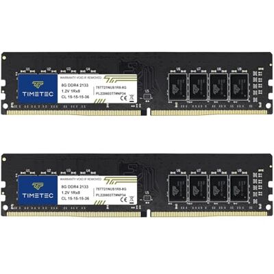 Timetec 16GB Kit(2x8GB) DDR4 2133 MHz (PC4-2133P) PC4-17000 UDIMM – Sin ECC, sin búfer, 288 Pines, 1,2V CL15, Memoria RAM para Ordenadores de sobremesa. Timetec 16GB Kit(2x8GB) DDR4 2133 MHz (PC4-2133P) PC4-17000 UDIMM – Sin ECC, sin búfer, 288 Pines, 1,2V CL15, Memoria RAM para Ordenadores de sobremesa.