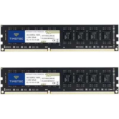 Timetec 8GB Kit(2x4GB) DDR3L / DDR3 1600MHz PC3L-12800 / PC3-12800 Non-ECC Unbuffered 1.35V / 1.5V CL11 2Rx8 Dual Rank 240 Pin UDIMM Memoria RAM Módulo para PC Computadora de Escritorio Timetec 8GB Kit(2x4GB) DDR3L / DDR3 1600MHz PC3L-12800 / PC3-12800 Non-ECC Unbuffered 1.35V / 1.5V CL11 2Rx8 Dual Rank 240 Pin UDIMM Memoria RAM Módulo para PC Computadora de Escritorio