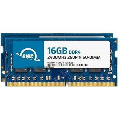 OWC 32GB Kit de actualización de Memoria 2 x 16GB PC19200 DDR4 2400MHz SO-DIMMs para iMac (Mid 2017), Mac Mini (Late 2018), y PC compatibles OWC 32GB Kit de actualización de Memoria 2 x 16GB PC19200 DDR4 2400MHz SO-DIMMs para iMac (Mid 2017), Mac Mini (Late 2018), y PC compatibles
