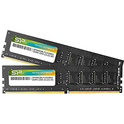 Silicon Power Desktop Memory (DDR4 16GB (8GBx2) 3200MHz (PC4-25600) CL22 UDIMM 288-Pin) Silicon Power Desktop Memory (DDR4 16GB (8GBx2) 3200MHz (PC4-25600) CL22 UDIMM 288-Pin)