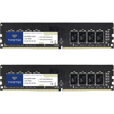 Timetec 16GB Kit(2x8GB) DDR4 3200 MHz (PC4-3200AA) PC4-25600 UDIMM – Sin ECC, sin búfer, 288 Pines, 1,2V CL22, Memoria RAM para Ordenadores de sobremesa. Timetec 16GB Kit(2x8GB) DDR4 3200 MHz (PC4-3200AA) PC4-25600 UDIMM – Sin ECC, sin búfer, 288 Pines, 1,2V CL22, Memoria RAM para Ordenadores de sobremesa.