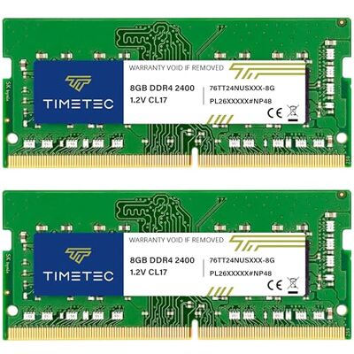 Timetec Premium 16GB Kit(2x8GB) DDR4 2400 MHz (PC4-2400T) PC4-19200 SODIMM – Sin ECC, sin búfer, 260 Pines, 1,2V CL17, módulo de Memoria para portátiles, Mini PC y Ordenadores Todo en uno. Timetec Premium 16GB Kit(2x8GB) DDR4 2400 MHz (PC4-2400T) PC4-19200 SODIMM – Sin ECC, sin búfer, 260 Pines, 1,2V CL17, módulo de Memoria para portátiles, Mini PC y Ordenadores Todo en uno.