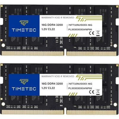 Timetec 32GB Kit(2x16GB) DDR4 3200 MHz (PC4-3200AA) PC4-25600 SODIMM – Sin ECC, sin búfer, 260 Pines, 1,2V CL22, módulo de Memoria para Ordenadores portátiles, Mini-PC y Ordenadores Todo en uno. Timetec 32GB Kit(2x16GB) DDR4 3200 MHz (PC4-3200AA) PC4-25600 SODIMM – Sin ECC, sin búfer, 260 Pines, 1,2V CL22, módulo de Memoria para Ordenadores portátiles, Mini-PC y Ordenadores Todo en uno.
