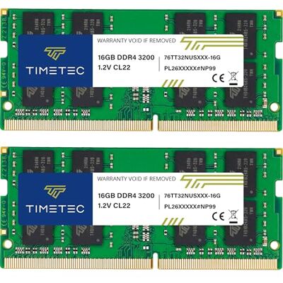 Timetec Premium 32GB KIT(2x16GB) DDR4 3200MHz (PC4-3200AA) PC4-25600 SODIMM – Sin ECC, sin búfer, 260 pins, 1,2V CL22, módulo de memoria para ordenadores portátiles, mini-PC y ordenadores todo en uno. Timetec Premium 32GB KIT(2x16GB) DDR4 3200MHz (PC4-3200AA) PC4-25600 SODIMM – Sin ECC, sin búfer, 260 pins, 1,2V CL22, módulo de memoria para ordenadores portátiles, mini-PC y ordenadores todo en uno.