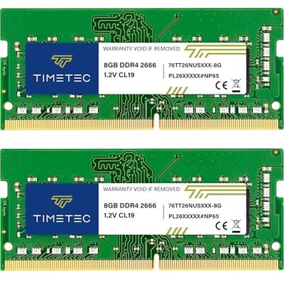 Timetec Premium 16GB Kit(2x8 GB) DDR4 2666 MHz (PC4-2666V) PC4-21300 SODIMM – Sin ECC, sin búfer, 260 Pines, 1,2V CL19, Memoria para portátiles, notebooks, Mini PC y Ordenadores Todo en uno. Timetec Premium 16GB Kit(2x8 GB) DDR4 2666 MHz (PC4-2666V) PC4-21300 SODIMM – Sin ECC, sin búfer, 260 Pines, 1,2V CL19, Memoria para portátiles, notebooks, Mini PC y Ordenadores Todo en uno.