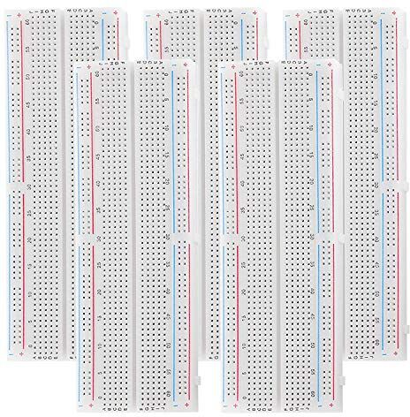 AZDelivery 5 pcs MB-102 Protoboard Breadboard, Placa Prototipo con 830 Puntos Contactos sin soldaduras Compatible con Arduino con E-Book Incluido!