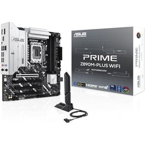Asus Prime Z890M-PLUS WiFi Placa Base mATX, 10+1+2+1 (80 A) etapas de Potencia, PCIe 5.0 Compatible con GPU de última generación, Puerto USB Tipo-C a 20 Gbps, 3 Ranuras M.2, Wi-Fi 7, Q-Antenna Asus Prime Z890M-PLUS WiFi Placa Base mATX, 10+1+2+1 (80 A) etapas de Potencia, PCIe 5.0 Compatible con GPU de última generación, Puerto USB Tipo-C a 20 Gbps, 3 Ranuras M.2, Wi-Fi 7, Q-Antenna