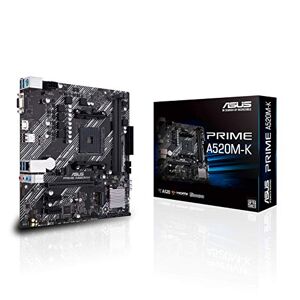 Asus PRIME A520M-K AMD AM4 (3ª generación Ryzen) Micro-ATX placa base (memoria ECC, soporte M.2, Ethernet de 1 GB, M.2, USB 3.2 Gen 1 tipo A, HDMI 2.1 4K a 60Hz, D-Sub)