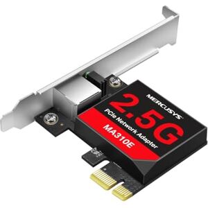 MERCUSYS MA310E Adaptador de Red PCIe 2.5 Gbps – Tarjeta PCI-Express 2.1 con Puerto RJ-45 2.5G/1G/100M, Compatible Windows & Linux, Bracket estándar y bajo Perfil MERCUSYS MA310E Adaptador de Red PCIe 2.5 Gbps – Tarjeta PCI-Express 2.1 con Puerto RJ-45 2.5G/1G/100M, Compatible Windows & Linux, Bracket estándar y bajo Perfil