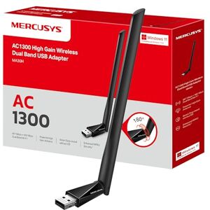 MERCUSYS MA30H AC1300 Adaptador Wi-Fi Dual Band 5GHz/2.4GHz con Antena, para PC Desktop Laptop Tablet, Soporta Windows Compatible Windows 11/10 MERCUSYS MA30H AC1300 Adaptador Wi-Fi Dual Band 5GHz/2.4GHz con Antena, para PC Desktop Laptop Tablet, Soporta Windows Compatible Windows 11/10