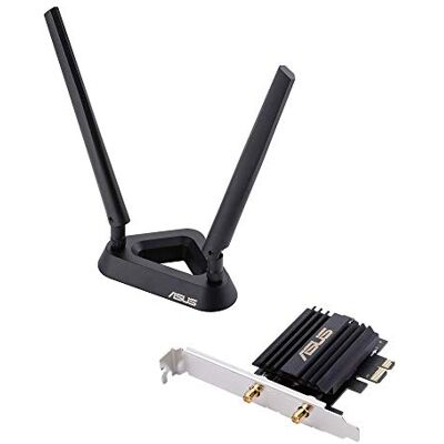 Asus PCE-AX58BT Tarjeta de Red Wi-Fi 6 AX3000 PCIe 160Mhz con Bluetooth 5.0 (OFDMA, MU-MIMO, Seguridad WPA3, Adaptador Perfil bajo, Base Extensible de Antenas) Asus PCE-AX58BT Tarjeta de Red Wi-Fi 6 AX3000 PCIe 160Mhz con Bluetooth 5.0 (OFDMA, MU-MIMO, Seguridad WPA3, Adaptador Perfil bajo, Base Extensible de Antenas)