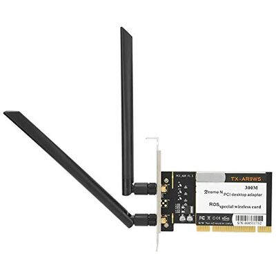 VBESTLIFE Adaptador de Escritorio PCI, Tarjeta de Red Inalámbrica de TX-AR9WS, Tarjeta de Red WiFi Inalámbrica de 300Mbps 802.11b/g/n, 2 Antenas AR9223 VBESTLIFE Adaptador de Escritorio PCI, Tarjeta de Red Inalámbrica de TX-AR9WS, Tarjeta de Red WiFi Inalámbrica de 300Mbps 802.11b/g/n, 2 Antenas AR9223