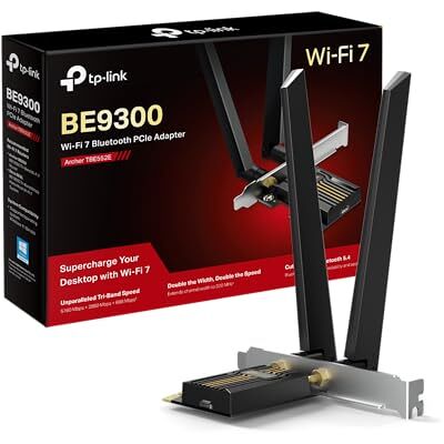 TP-Link Archer TBE552E PCIe WiFi Card BE9300Mbps WiFi 7, Bluetooth 5.4 Card, WPA3, MU-MIMO, OFDMA, Fixed PC WiFi Card, Compatible with Windows 11 TP-Link Archer TBE552E PCIe WiFi Card BE9300Mbps WiFi 7, Bluetooth 5.4 Card, WPA3, MU-MIMO, OFDMA, Fixed PC WiFi Card, Compatible with Windows 11