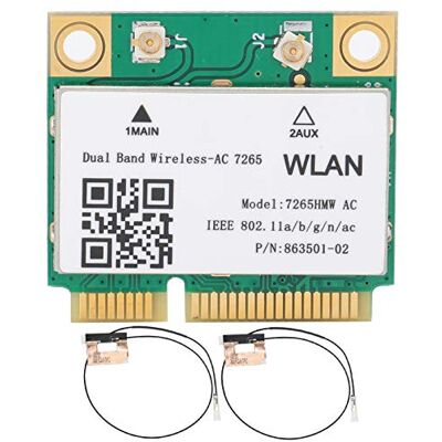 VBESTLIFE Tarjeta de Red inalámbrica, Banda Dual, 7265HMW 802.11AC Mini PCI-E WiFi BT4.2, Adaptador + 2 Antenas, Tarjeta de Red Mini PCI-E, Tarjeta WiFi para PC con Bluetooth VBESTLIFE Tarjeta de Red inalámbrica, Banda Dual, 7265HMW 802.11AC Mini PCI-E WiFi BT4.2, Adaptador + 2 Antenas, Tarjeta de Red Mini PCI-E, Tarjeta WiFi para PC con Bluetooth