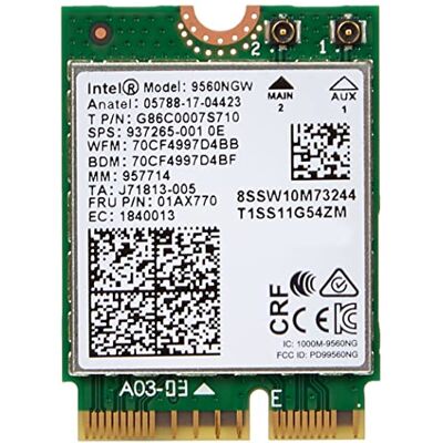 Intel ® WLAN AC 9560 M.2 vPro Bulk Placa Base Intel ® WLAN AC 9560 M.2 vPro Bulk Placa Base
