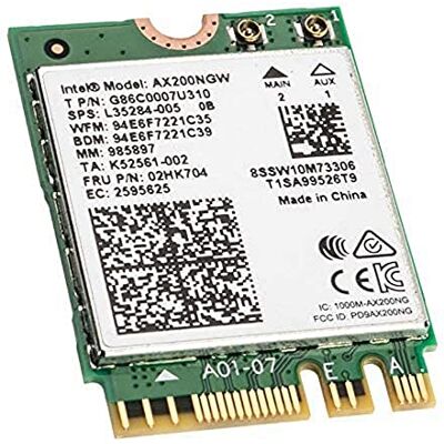 Intel OSGEAR-Nuevo Banda Dual Wireless-AX200NGW WLA/Wi-Fi 6 AX200 2230 2x2 AX+ Bluetooth 5.0, M.2/A-E-Key (AX200.NGWG) Wi-Fi 6 AX200 con vPro, 2.4GHz/5GHz WiFi, Bluetooth 5.0, M.2/A-E-Key 80. 2.11ax Intel OSGEAR-Nuevo Banda Dual Wireless-AX200NGW WLA/Wi-Fi 6 AX200 2230 2x2 AX+ Bluetooth 5.0, M.2/A-E-Key (AX200.NGWG) Wi-Fi 6 AX200 con vPro, 2.4GHz/5GHz WiFi, Bluetooth 5.0, M.2/A-E-Key 80. 2.11ax