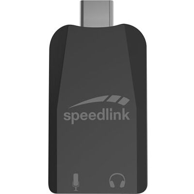Speedlink Vigo USB-C: Tarjeta de Sonido Externa, Adaptador USB con Entrada para Micrófono y Auriculares, Conector Jack de 3,5 mm, PC/PS5/Switch2/Switch, Negro Speedlink Vigo USB-C: Tarjeta de Sonido Externa, Adaptador USB con Entrada para Micrófono y Auriculares, Conector Jack de 3,5 mm, PC/PS5/Switch2/Switch, Negro