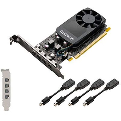 HP Nvidia Quadro P620 de 2 GB Tarjeta gráfica (512 núcleos CUDA, GDDR5, 128 bits, PCI Express x16 3.0) con Cables x4 mDP a DP, Soportes de Perfil Alto y bajo 3ME25AA Caja Simple HP Nvidia Quadro P620 de 2 GB Tarjeta gráfica (512 núcleos CUDA, GDDR5, 128 bits, PCI Express x16 3.0) con Cables x4 mDP a DP, Soportes de Perfil Alto y bajo 3ME25AA Caja Simple