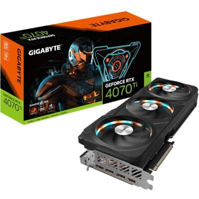 GIGABYTE GeForce RTX 4070 TI GAMING OC 12GB Targeta gráfica 12GB DDRX6 21Gbps 192bit, PCI-E 4.0, Core 2565Mhz, RGB, DisplayPort 1.4, HDMI 2.1a, NVIDIA DLSS 3, GV-N407TGAMING OC-12GD GIGABYTE GeForce RTX 4070 TI GAMING OC 12GB Targeta gráfica 12GB DDRX6 21Gbps 192bit, PCI-E 4.0, Core 2565Mhz, RGB, DisplayPort 1.4, HDMI 2.1a, NVIDIA DLSS 3, GV-N407TGAMING OC-12GD