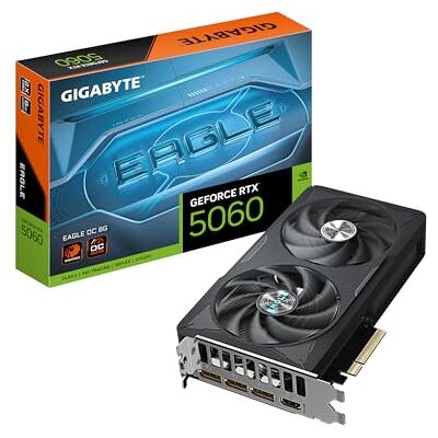GIGABYTE GeForce RTX 5060 Eagle OC 8G Tarjeta Gráfica 8GB GDDR7, 128bit, PCI-E 5.0, 2550 MHz Frecuencia del núcleo, 3 x DisplayPort, 1 x HDMI, GV-N5060EAGLE OC-8GD GIGABYTE GeForce RTX 5060 Eagle OC 8G Tarjeta Gráfica 8GB GDDR7, 128bit, PCI-E 5.0, 2550 MHz Frecuencia del núcleo, 3 x DisplayPort, 1 x HDMI, GV-N5060EAGLE OC-8GD