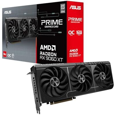 Asus Prime Radeon RX 9060 XT 16 GB GDDR6 OC Edition Tarjeta gráfica, PCIe 5.0, HDMI/DP 2.1, diseño de 2.5 Ranuras, Ventiladores Axial-Tech, rodamientos de Doble Bola, Dual BIOS, GPU Guard Asus Prime Radeon RX 9060 XT 16 GB GDDR6 OC Edition Tarjeta gráfica, PCIe 5.0, HDMI/DP 2.1, diseño de 2.5 Ranuras, Ventiladores Axial-Tech, rodamientos de Doble Bola, Dual BIOS, GPU Guard