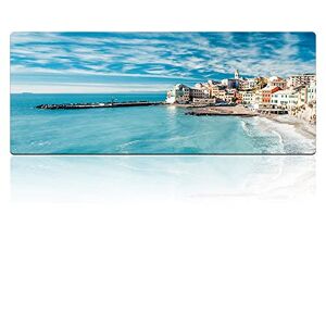DHSBD Seascape City Large Mousepad Xl Xxl Locking Edge Laptop Pc Game Gamer Computer Gaming Mouse Mat Washable 700X300X2Mm