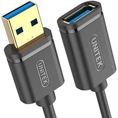 UNITEK Cable alargador de 3 metros USB SuperSpeed 3.1 Gen 1, conector USB A a USB A, alargador para impresoras, ratón, teclado, lector de tarjetas, 5 Gbps, Plug & Play, contactos dorados UNITEK Cable alargador de 3 metros USB SuperSpeed 3.1 Gen 1, conector USB A a USB A, alargador para impresoras, ratón, teclado, lector de tarjetas, 5 Gbps, Plug & Play, contactos dorados