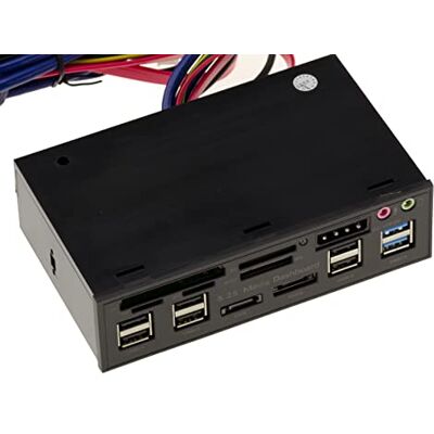 KALEA-INFORMATIQUE Panel Frontal para bahía multipuerto de 5,25: CF SD MicroSD MMC USB2 USB3 eSATA SATA Audio 12V 5V KALEA-INFORMATIQUE Panel Frontal para bahía multipuerto de 5,25: CF SD MicroSD MMC USB2 USB3 eSATA SATA Audio 12V 5V