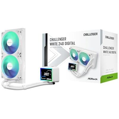 ASRock Challenger White 240 Digital AIO Refrigeración por agua compatible con AMD AM5/AM4 e Intel LGA1851/LGA1700, ARGB, 120 x 120 x 25,4 mm ASRock Challenger White 240 Digital AIO Refrigeración por agua compatible con AMD AM5/AM4 e Intel LGA1851/LGA1700, ARGB, 120 x 120 x 25,4 mm