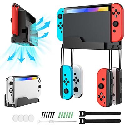 MoKo Soporte de Pared para Consola Nintendo Switch/Switch OLED Soporte de Metal con Ganchos para Controlador Joy-con, con Agujeros Disipar Calor MoKo Soporte de Pared para Consola Nintendo Switch/Switch OLED Soporte de Metal con Ganchos para Controlador Joy-con, con Agujeros Disipar Calor