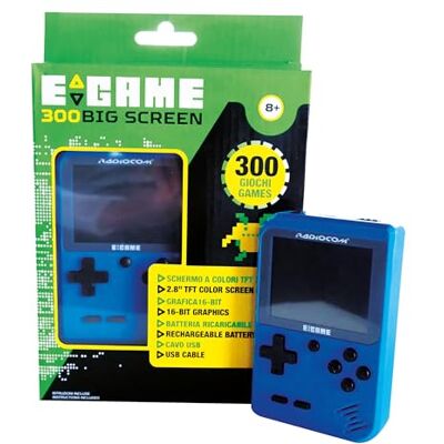 ODS - Radiocom Egame Big Screen Azul Consola Portátil Gaming con 300 Videojuegos Preinstalados, Pantalla TFT 2,8 Pulgadas, Batería Recargable () ODS - Radiocom Egame Big Screen Azul Consola Portátil Gaming con 300 Videojuegos Preinstalados, Pantalla TFT 2,8 Pulgadas, Batería Recargable ()