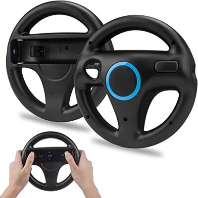 TechKen Volantes para Nintendo Wii, Mario Kart, Tank, más juegos de carreras de Wii o Wii U, 2 piezas Negro TechKen Volantes para Nintendo Wii, Mario Kart, Tank, más juegos de carreras de Wii o Wii U, 2 piezas Negro