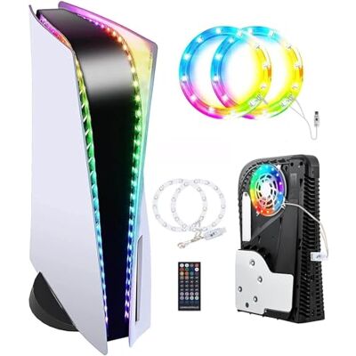 Sehawei Tiras LED con control remoto IR para consola PS5/Slim/PS5 pro 7 colores ,Accesorios de decoración, de efectos múltiples Tiras ,luces de cinta flexible Sehawei Tiras LED con control remoto IR para consola PS5/Slim/PS5 pro 7 colores ,Accesorios de decoración, de efectos múltiples Tiras ,luces de cinta flexible