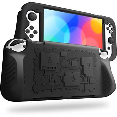 FINTIE Funda de Silicona Compatible con Nintendo Switch OLED (2021) con 3 Ranuras para Tarjetas de Juego Suave Antichoque Antideslizante, FINTIE Funda de Silicona Compatible con Nintendo Switch OLED (2021) con 3 Ranuras para Tarjetas de Juego Suave Antichoque Antideslizante,