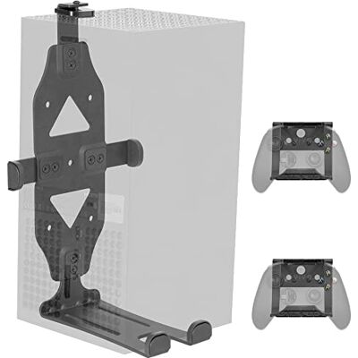 VIVO Soporte de pared de acero diseñado para consola de juegos Xbox Series X, pantalla horizontal y vertical, diseño abierto, negro, VIVO Soporte de pared de acero diseñado para consola de juegos Xbox Series X, pantalla horizontal y vertical, diseño abierto, negro,