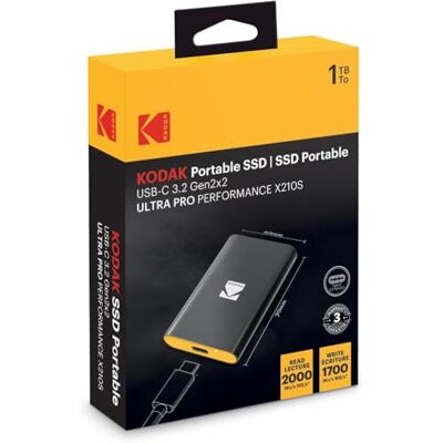 Kodak X210S SSD Externo portátil (Aluminio y USB 3.2 Gen2x2), Compatible con PC Mac PS5 Xbox 1TB Ligero Cable USB-C Incluido para Juegos y Trabajo Kodak X210S SSD Externo portátil (Aluminio y USB 3.2 Gen2x2), Compatible con PC Mac PS5 Xbox 1TB Ligero Cable USB-C Incluido para Juegos y Trabajo