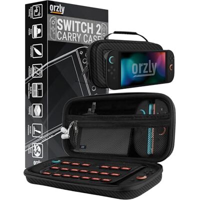 Orzly Funda de Transporte para Consola Nintendo Switch 2 2025 de 7.9 Pulgadas, Funda rígida con Almacenamiento Inteligente para Accesorios y Bolsillos de Juegos, Edición de Caja de Regalo Orzly Funda de Transporte para Consola Nintendo Switch 2 2025 de 7.9 Pulgadas, Funda rígida con Almacenamiento Inteligente para Accesorios y Bolsillos de Juegos, Edición de Caja de Regalo