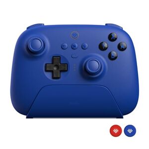 AKNES 8Bitdo Ultimate Mando Bluetooth con Base de Carga, Mando Pro con Joystick Sensor de Efecto Hall para Switch/Steam Deck/Windows, Motion Control, Dual Shock, Turbo (Azul)