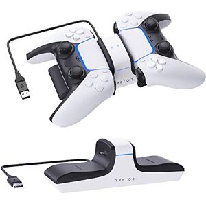 RAPTOR-GAMING CS200 Cargador Dual PS5, Blanco, Negro, Azul