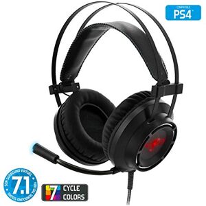 SPIRIT OF GAMER - Elite-H70 Para PS4 Y PC - Sonido Envolvente Virtual 7.1 - Auriculares Gamer - Micrófono Flexible Con LED Azul - RGB Backlight 7 Colores - HP 50 Mm Leatherette - USB 4 Meters