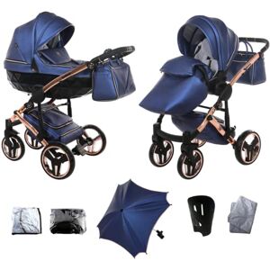 Original Junama Diamond Fluo-Line 2in1 3in1 4in1 Umbrella Sistema de Viaje Cochecito Combinado + Accesorios Originales Exclusive Prams (2in1, Cobre-Azul 01)