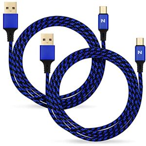 NITHO Cable de Carga Micro B, [2Pack 4M] Cable Micro USB Carga Rapida para el Mando de Playstation 4, Xbox One y Dispositivos Micro-B, Cable USB-A a Micro USB para Portátiles/Teléfono Azul