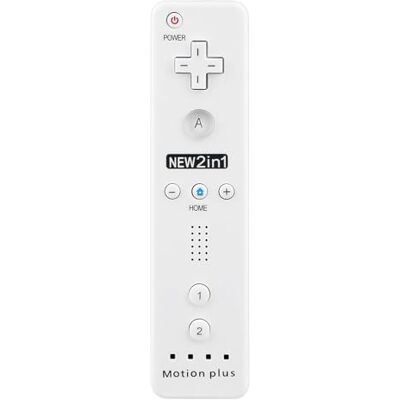OSTENT Controlador remoto 2 en 1 incorporado en Motion Plus Compatible con consola Nintendo Wii Color del juego (White) OSTENT Controlador remoto 2 en 1 incorporado en Motion Plus Compatible con consola Nintendo Wii Color del juego (White)