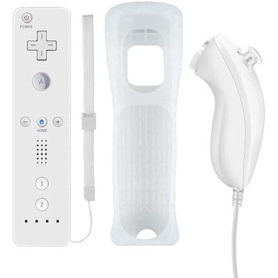 QUMOX Mando a Distancia Wii, Mando a Distancia de Juego con Funda de Silicona y Correa de muñeca para N. Wii y Wii U Blanco QUMOX Mando a Distancia Wii, Mando a Distancia de Juego con Funda de Silicona y Correa de muñeca para N. Wii y Wii U Blanco