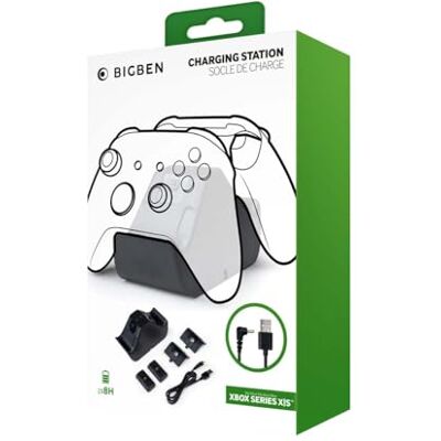 Bigben Nacon Base de Carga para Mandos de Xbox Series X/S, con Dos Baterías de 1200 mAh, LEDs para indicar la carga completa, Negro Bigben Nacon Base de Carga para Mandos de Xbox Series X/S, con Dos Baterías de 1200 mAh, LEDs para indicar la carga completa, Negro