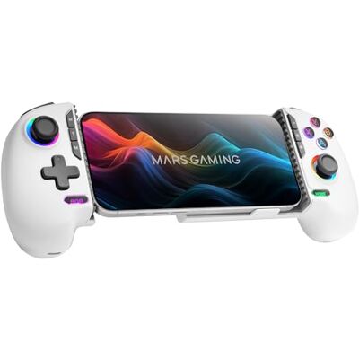 Mars Gaming MGPXPRO, Gamepad Bluetooth 5.0 2en1, Soporte Smartphone hasta 7", Joysticks y Gatillos Magnéticos Hall Effect, Botones Macro y Turbo, PS4 Switch Switch 2 PC Android iOS 13.0+, Blanco Mars Gaming MGPXPRO, Gamepad Bluetooth 5.0 2en1, Soporte Smartphone hasta 7", Joysticks y Gatillos Magnéticos Hall Effect, Botones Macro y Turbo, PS4 Switch Switch 2 PC Android iOS 13.0+, Blanco