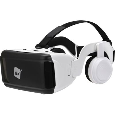 NK Gafas Inteligentes VR con Auriculares Realidad Virtual 3D con Audio para Smartphone Entre 4.7" 6.53", Ángulo Visión 90-100º, Giro 360º, Objetivo y Pupila Regulable Blanco NK Gafas Inteligentes VR con Auriculares Realidad Virtual 3D con Audio para Smartphone Entre 4.7" 6.53", Ángulo Visión 90-100º, Giro 360º, Objetivo y Pupila Regulable Blanco