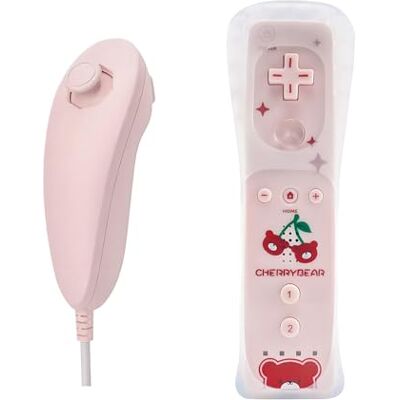 QUMOX Mando a distancia y Nunchuck compatibles con consolas Wii/Wii U (Motion Plus no incluido), Cherry Bear QUMOX Mando a distancia y Nunchuck compatibles con consolas Wii/Wii U (Motion Plus no incluido), Cherry Bear